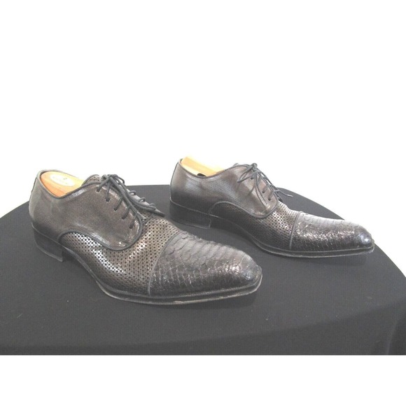 EUC! Jo Ghost Italy Dark Gray Lace Up Python Cap Toe Oxford Shoes Men 43EU/10US - Picture 1 of 11